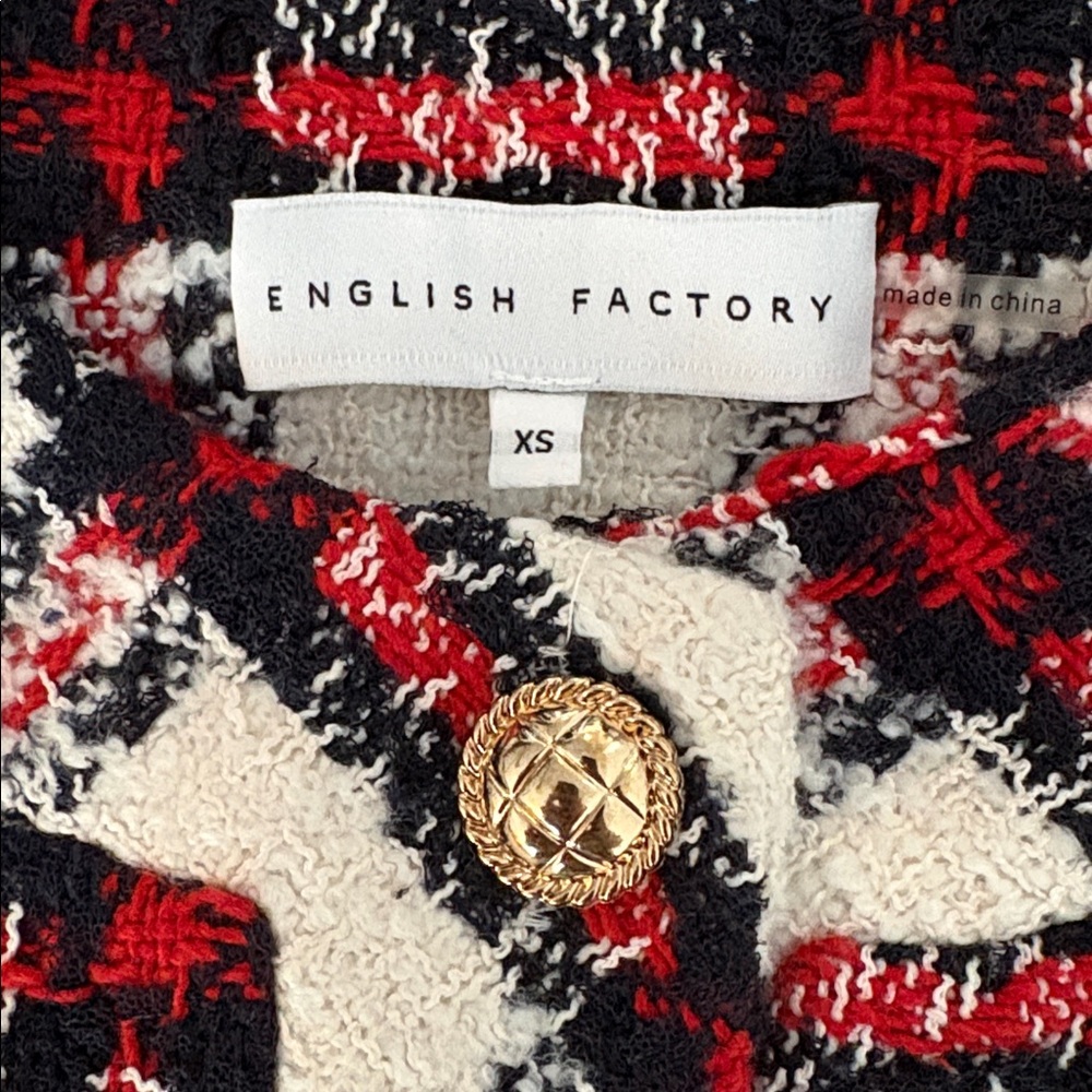 English Factory Plaid Relaxed Tweed Blazer Jacket Women’s Size XS - Picture 3 of 8